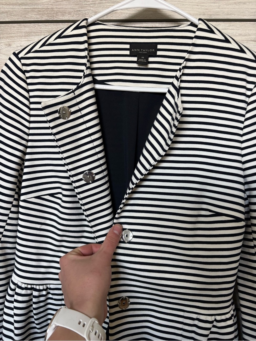 Ann Taylor Striped Peplum Blazer - Picture 3 of 4
